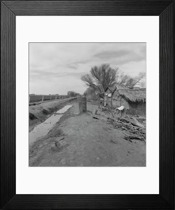 Framed Print : Ditch bank housing for Mexican field workers, Imperial Valley, California, 1937. Creator: Dorothea Lange Framed Print : Ditch bank housing for Mexican field workers, Imperial Valley, California, 1937. Creator: Dorothea Lange