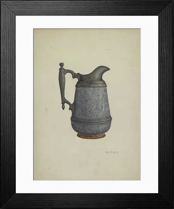 Framed Print : Pewter and Ceramic Pitcher, c. 1937. Creator: Helen Bronson Framed Print : Pewter and Ceramic Pitcher, c. 1937. Creator: Helen Bronson