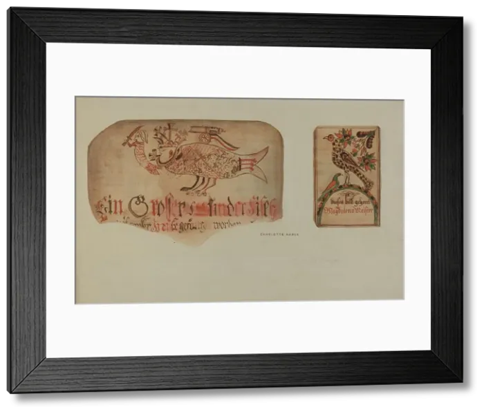 Framed Print : Pa. German Fractur Design, c. 1937. Creator: Charlotte Angus Framed Print : Pa. German Fractur Design, c. 1937. Creator: Charlotte Angus