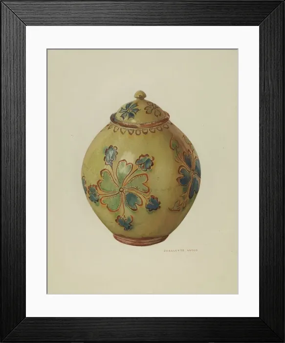 Framed Print : Jar with Cover, c. 1936. Creator: Charlotte Angus