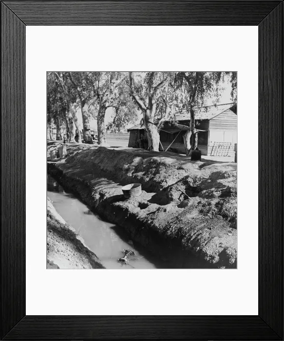Framed Print : Ditch bank housing for Mexican field workers, Imperial Valley, California, 1937. Creator: Dorothea Lange Framed Print : Ditch bank housing for Mexican field workers, Imperial Valley, California, 1937. Creator: Dorothea Lange
