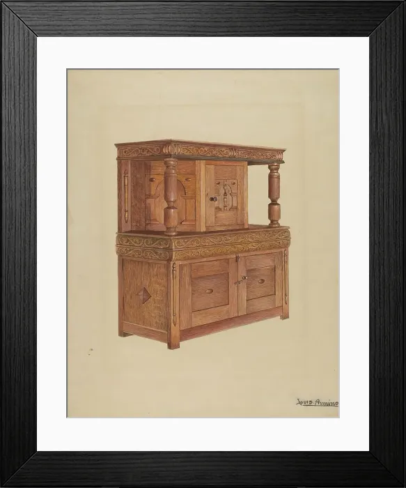 Framed Print : Court Cupboard, c. 1936. Creator: Louis Annino Framed Print : Court Cupboard, c. 1936. Creator: Louis Annino