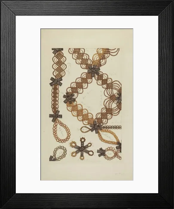 Framed Print : Shaker Hair Wreath, c. 1938. Creator: Helen Bronson Framed Print : Shaker Hair Wreath, c. 1938. Creator: Helen Bronson