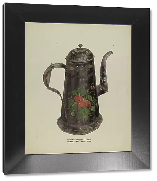 Toleware Tin Coffee Pot, c. 1937. Creator: Elmer G Anderson
