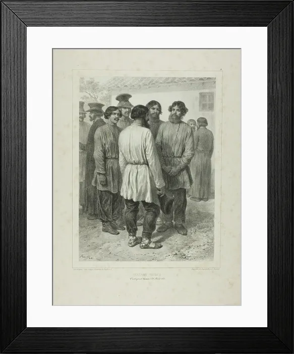 Framed Print : Russian Peasants, 1841. Creator: Auguste Raffet Framed Print : Russian Peasants, 1841. Creator: Auguste Raffet