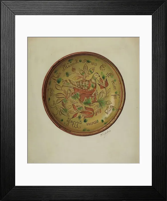 Framed Print : Pa. German Plate, c. 1941. Creator: William L. Antrim Framed Print : Pa. German Plate, c. 1941. Creator: William L. Antrim