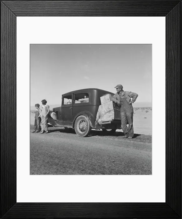 Framed Print : Oklahoma sharecropper entering California, 1937. Creator: Dorothea Lange Framed Print : Oklahoma sharecropper entering California, 1937. Creator: Dorothea Lange