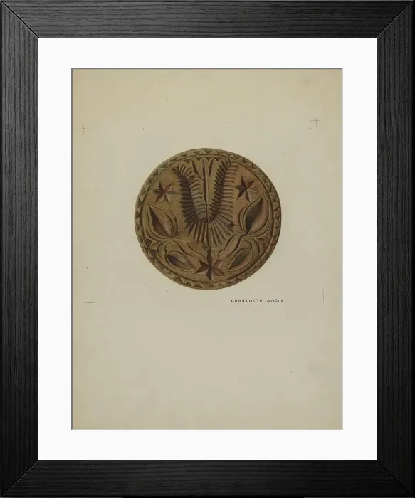 Framed Print : Pa. German Butter Mold, c. 1938. Creator: Charlotte Angus Framed Print : Pa. German Butter Mold, c. 1938. Creator: Charlotte Angus