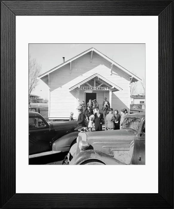 Framed Print : Sunday morning service, Tranquillity, California, 1938. Creator: Dorothea Lange Framed Print : Sunday morning service, Tranquillity, California, 1938. Creator: Dorothea Lange