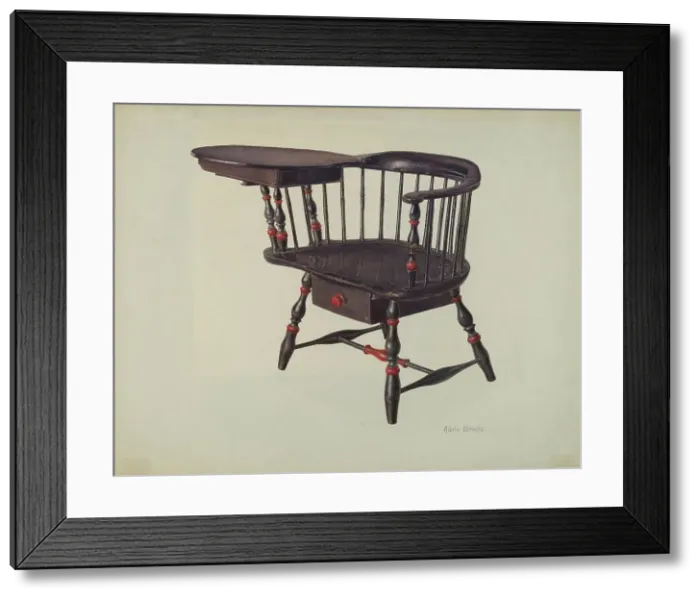 Framed Print : Harvard Student's Chair (Windsor), c. 1938. Creator: Adele Brooks