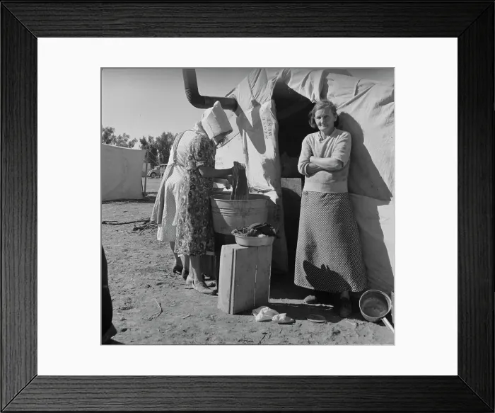 Framed Print : Oklahomans, drought refugees in a southern California squatter's camp, 1937. Creator: Dorothea Lange Framed Print : Oklahomans, drought refugees in a southern California squatter's camp, 1937. Creator: Dorothea Lange