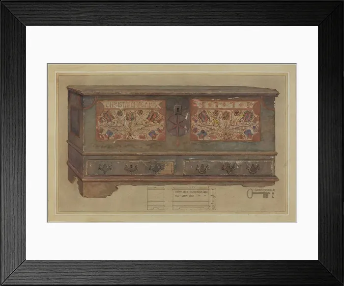 Framed Print : Pa. German Chest, c. 1936. Creator: Elmer G Anderson Framed Print : Pa. German Chest, c. 1936. Creator: Elmer G Anderson