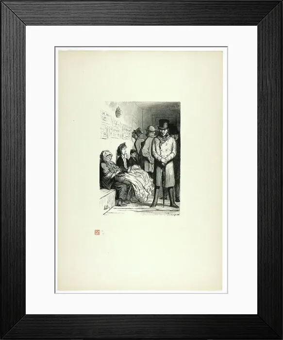 Framed Print : Un bureau d'attente d'omnibus, from Tirage Unique de Trente-Six Bois, 1862, printed 1920. Creator: Charles Maurand Framed Print : Un bureau d'attente d'omnibus, from Tirage Unique de Trente-Six Bois, 1862, printed 1920. Creator: Charles Maurand
