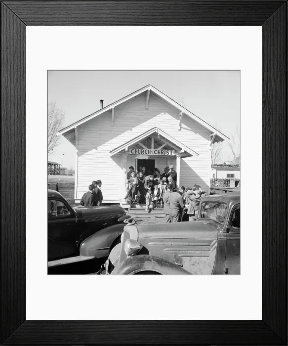 Framed Print : Sunday morning service, Tranquillity, California, 1938. Creator: Dorothea Lange Framed Print : Sunday morning service, Tranquillity, California, 1938. Creator: Dorothea Lange