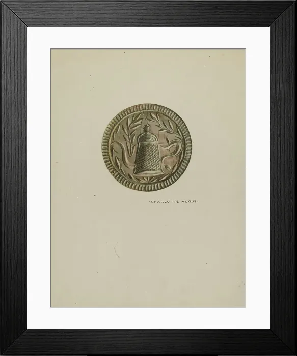 Framed Print : Pa. German Butter Mold, c. 1938. Creator: Charlotte Angus Framed Print : Pa. German Butter Mold, c. 1938. Creator: Charlotte Angus