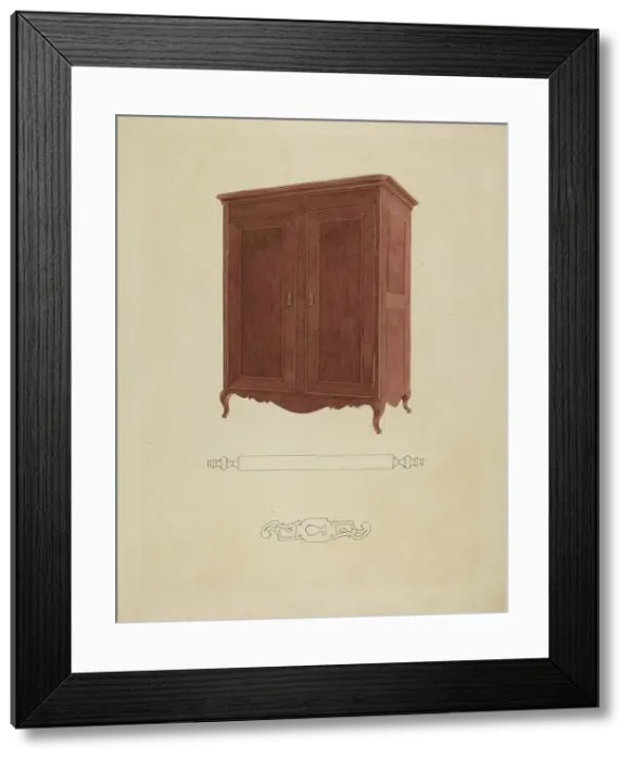 Framed Print : Wooden Armoire, c. 1941. Creator: Adele Brooks Framed Print : Wooden Armoire, c. 1941. Creator: Adele Brooks