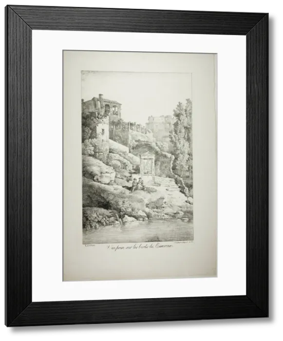 Framed Print : View From the Banks of the Teverone, 1817. Creator: Claude Thiénon Framed Print : View From the Banks of the Teverone, 1817. Creator: Claude Thiénon