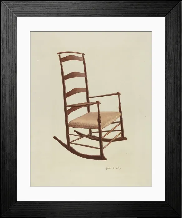 Framed Print : Shaker Chair - Rocker, c. 1939. Creator: Adele Brooks Framed Print : Shaker Chair - Rocker, c. 1939. Creator: Adele Brooks