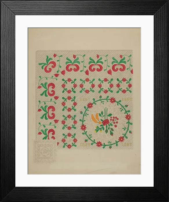Framed Print : Dated Quilt, c. 1938. Creator: Therkel Anderson Framed Print : Dated Quilt, c. 1938. Creator: Therkel Anderson