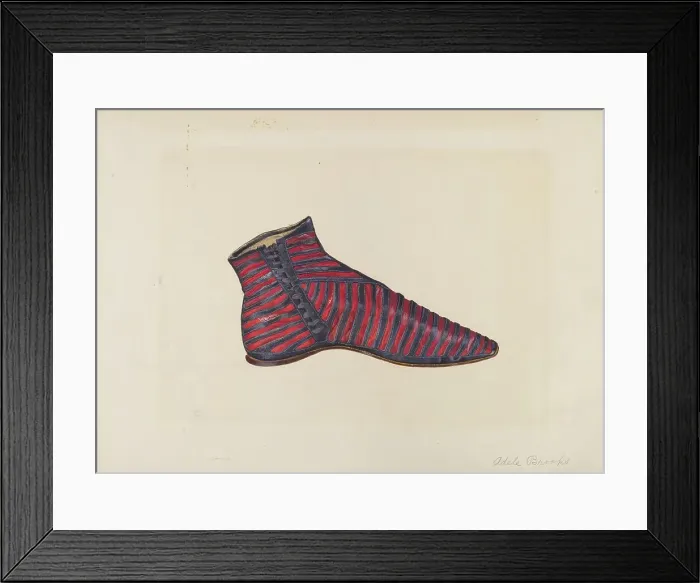 Framed Print : Woman's Slipper, c. 1938. Creator: Adele Brooks Framed Print : Woman's Slipper, c. 1938. Creator: Adele Brooks