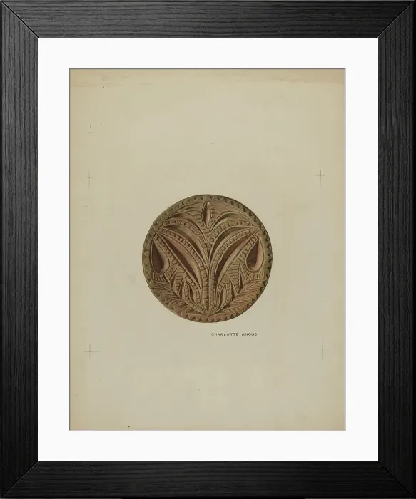 Framed Print : Pa. German Butter Mold, c. 1938. Creator: Charlotte Angus Framed Print : Pa. German Butter Mold, c. 1938. Creator: Charlotte Angus