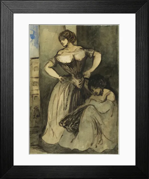 Framed Print : Two Women, c. 1840. Creator: Constantin Guys Framed Print : Two Women, c. 1840. Creator: Constantin Guys