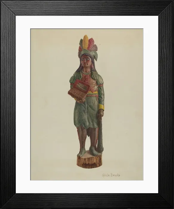 Framed Print : Cigar Store Indian, c. 1939. Creator: Adele Brooks Framed Print : Cigar Store Indian, c. 1939. Creator: Adele Brooks