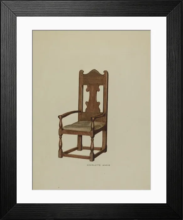 Framed Print : Pa. German Arm Chair, c. 1938. Creator: Charlotte Angus Framed Print : Pa. German Arm Chair, c. 1938. Creator: Charlotte Angus