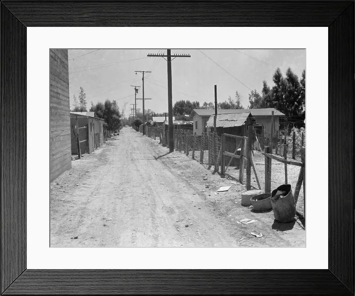 Framed Print : The slums of Brawley, Homes of Mexican field workers, Imperial Valley, California, 1935. Creator: Dorothea Lange Framed Print : The slums of Brawley, Homes of Mexican field workers, Imperial Valley, California, 1935. Creator: Dorothea Lange
