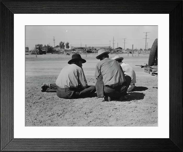 Framed Print : Oklahomans now working or looking for work in the pea harvests of California, Imperial Vallery, 1937 Creator: Dorothea Lange Framed Print : Oklahomans now working or looking for work in the pea harvests of California, Imperial Vallery, 1937 Creator: Dorothea Lange