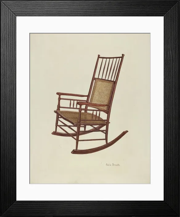 Framed Print : Shaker Rocking Chair, c. 1940. Creator: Adele Brooks Framed Print : Shaker Rocking Chair, c. 1940. Creator: Adele Brooks