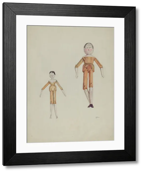 Framed Print : Jointed Wooden Dolls, 1935 / 1942. Creator: Arelia Arbo
