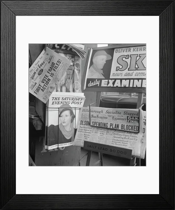 Framed Print : California gets a Democratic administration.... New Deal'... San Francisco, CA, 1938. Creator: Dorothea Lange. California gets a Democratic administration.... New Deal'... San Francisco, CA, 1938. Creator: Dorothea Lange Framed Print : California gets a Democratic administration.... New Deal'... San Francisco, CA, 1938. Creator: Dorothea Lange. California gets a Democratic administration.... New Deal'... San Francisco, CA, 1938. Creator: Dorothea Lange