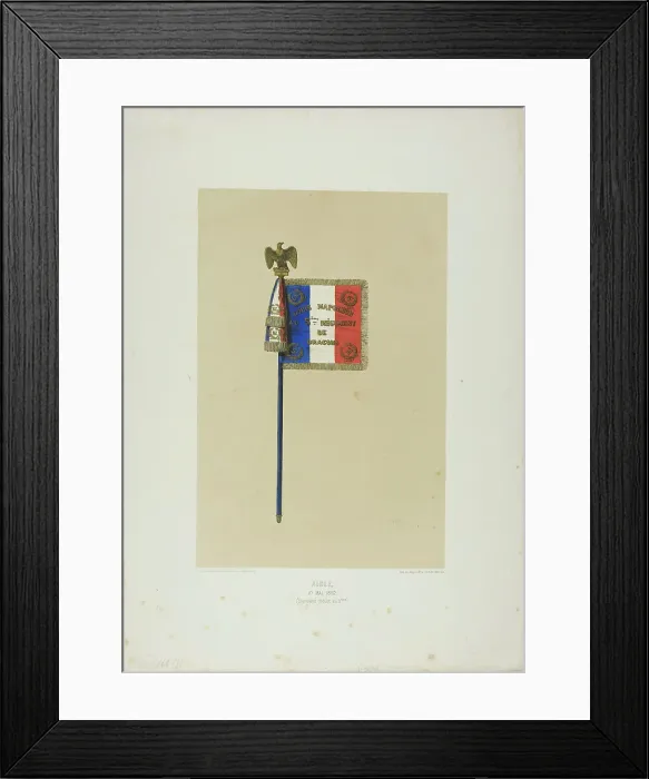 Framed Print : Standard: Louis Napoleon to the 5th Dragoon Regiment, May 10, 1852. Creator: Auguste Raffet Framed Print : Standard: Louis Napoleon to the 5th Dragoon Regiment, May 10, 1852. Creator: Auguste Raffet