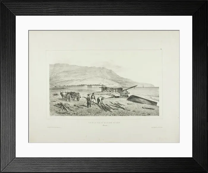 Framed Print : View of the Village and Bay of Yalta, Crimea, August 15, 1837, 1840. Creator: Auguste Raffet