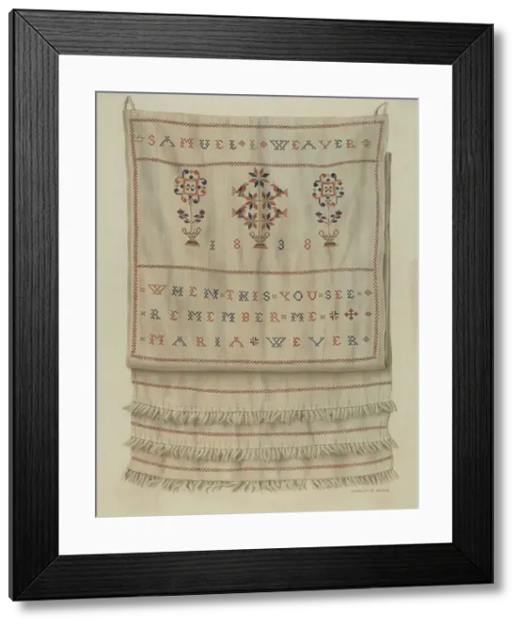 Framed Print : Pennsylvania German Show Towel. Creator: Charlotte Angus Framed Print : Pennsylvania German Show Towel. Creator: Charlotte Angus