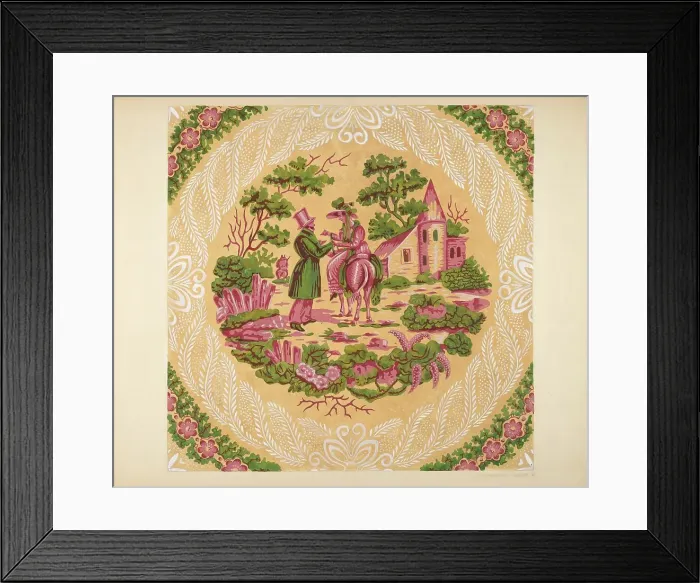 Framed Print : Wallpaper from Bandbox Cover, 1937. Creator: Charlotte Angus Framed Print : Wallpaper from Bandbox Cover, 1937. Creator: Charlotte Angus