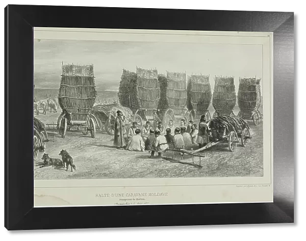 Halting Place of a Moldavian Caravan Transporting Coal, Bessarabia, August 5, 1837, 1840. Creator: Auguste Raffet