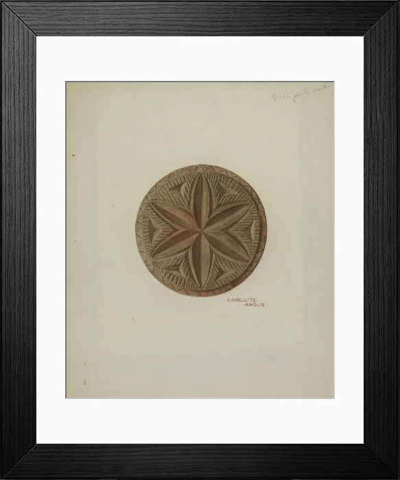 Framed Print : Pa. German Butter Mold, c. 1940. Creator: Charlotte Angus Framed Print : Pa. German Butter Mold, c. 1940. Creator: Charlotte Angus
