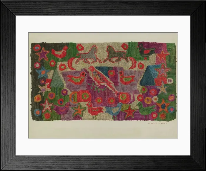 Framed Print : Hooked Rug, c. 1940. Creator: Charlotte Angus Framed Print : Hooked Rug, c. 1940. Creator: Charlotte Angus