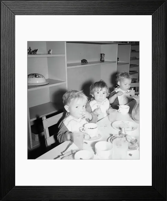 Framed Print : Lunchtime for young migrants at Shafter Camp, California, 1939. Creator: Dorothea Lange Framed Print : Lunchtime for young migrants at Shafter Camp, California, 1939. Creator: Dorothea Lange