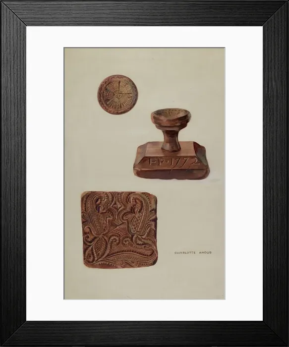 Framed Print : Textile Stamp, c. 1937. Creator: Charlotte Angus Framed Print : Textile Stamp, c. 1937. Creator: Charlotte Angus