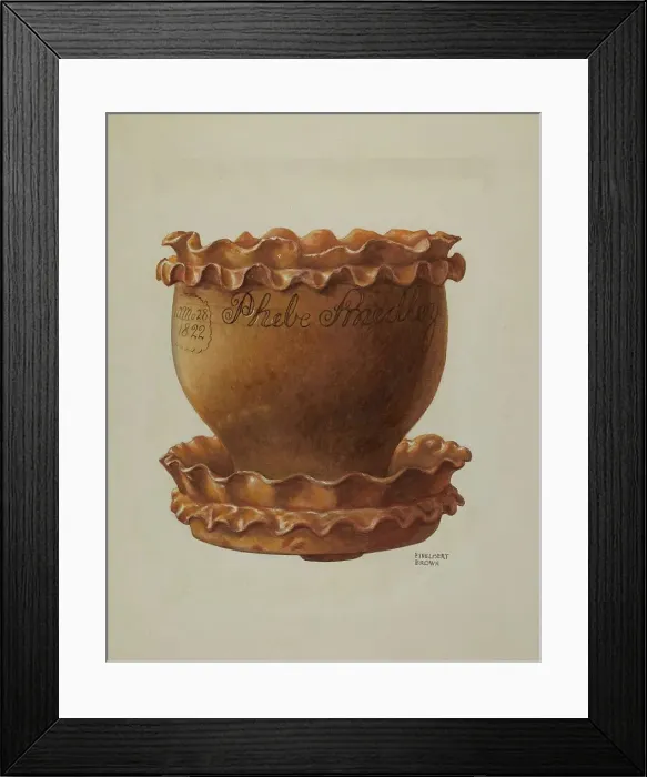 Framed Print : Pa. German Flower Pot and Saucer, c. 1941. Creator: Ethelbert Brown Framed Print : Pa. German Flower Pot and Saucer, c. 1941. Creator: Ethelbert Brown