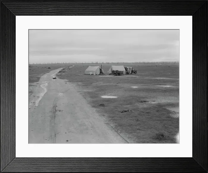 Framed Print : Camp of two related families seen from U.S. 99. Kern County, California, 1939. Creator: Dorothea Lange Framed Print : Camp of two related families seen from U.S. 99. Kern County, California, 1939. Creator: Dorothea Lange