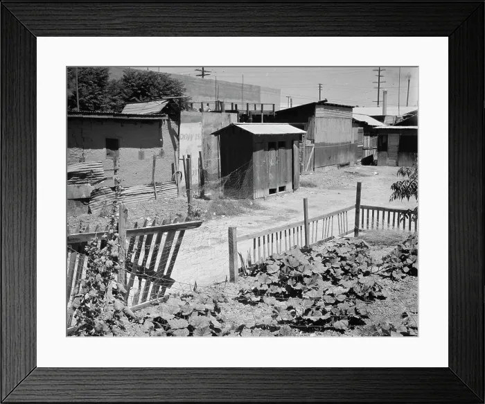 Framed Print : Homes of Mexican field laborers, a street in Brawley, Imperial Valley, California, 1935. Creator: Dorothea Lange Framed Print : Homes of Mexican field laborers, a street in Brawley, Imperial Valley, California, 1935. Creator: Dorothea Lange