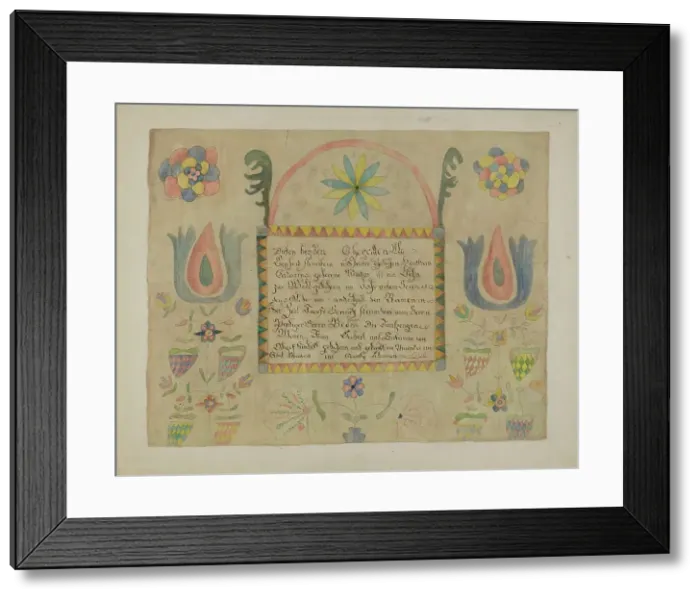 Framed Print : Pa. German Birth Certificate, c. 1940. Creator: Ethelbert Brown Framed Print : Pa. German Birth Certificate, c. 1940. Creator: Ethelbert Brown
