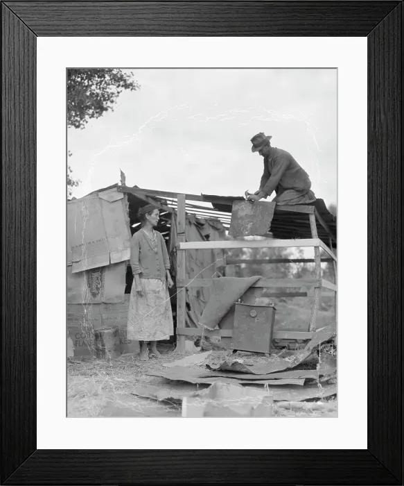 Framed Print : Dispossessed Arkansas farmers, Bakersfield, California, 1935. Creator: Dorothea Lange Framed Print : Dispossessed Arkansas farmers, Bakersfield, California, 1935. Creator: Dorothea Lange