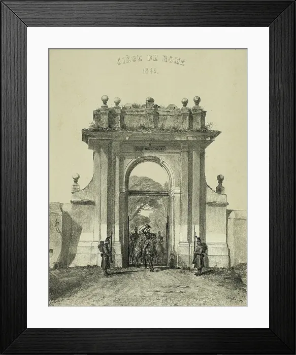 Framed Print : Entering the Villa Santucci, from Souvenirs d'Italie: Expédition de Rome, 1850. Creator: Auguste Raffet Framed Print : Entering the Villa Santucci, from Souvenirs d'Italie: Expédition de Rome, 1850. Creator: Auguste Raffet