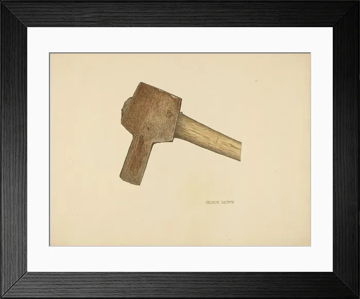 Framed Print : Post Hole Axe, c. 1940. Creator: George C. Brown Framed Print : Post Hole Axe, c. 1940. Creator: George C. Brown