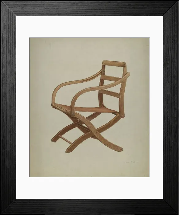 Framed Print : Camp Chair, c. 1940. Creator: George C. Brown Framed Print : Camp Chair, c. 1940. Creator: George C. Brown